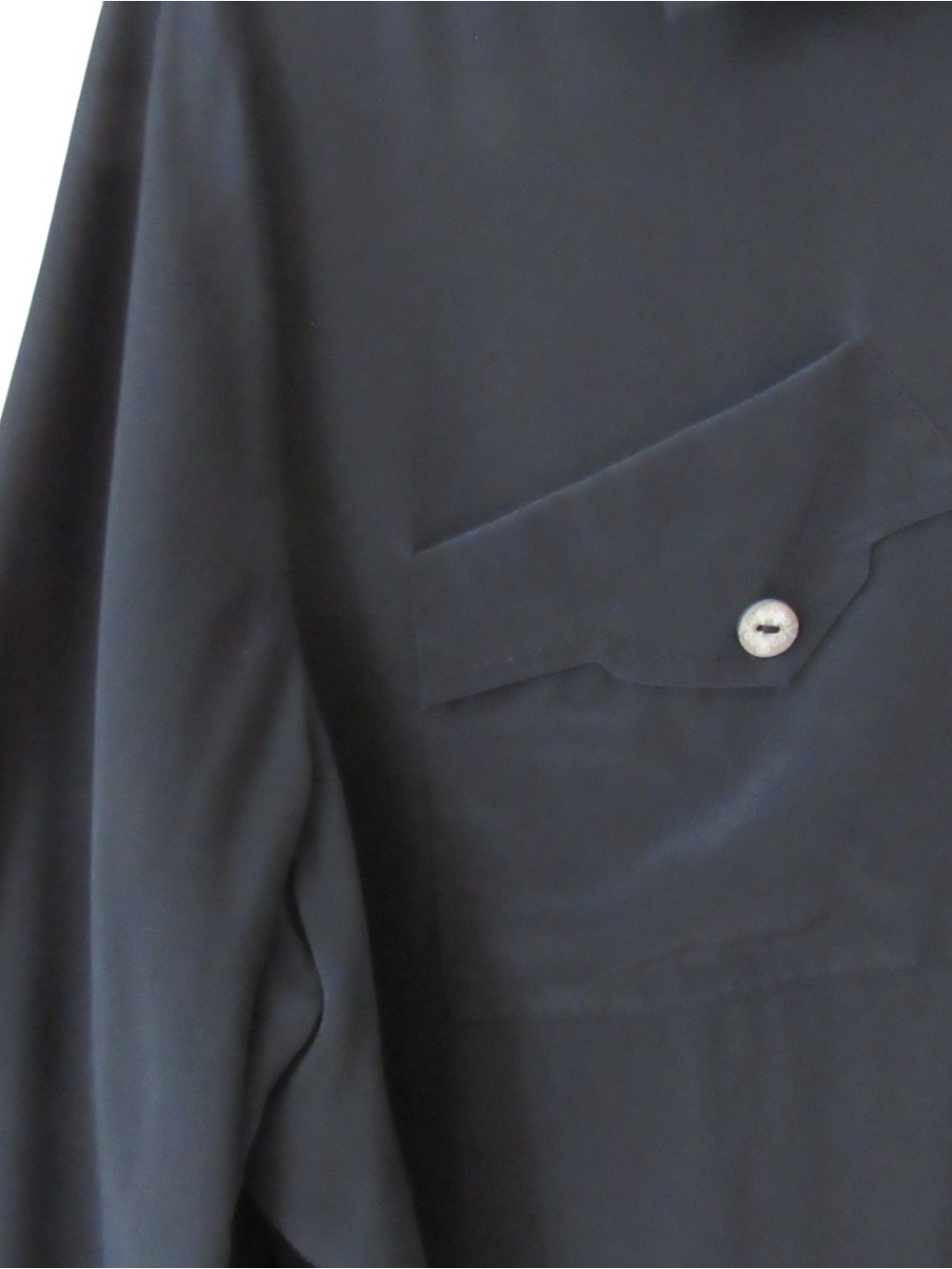 Soft Surroundings Silk Button Down Shirt Tunic Large Black Lagenlook Minimalist - Picture 4 of 8